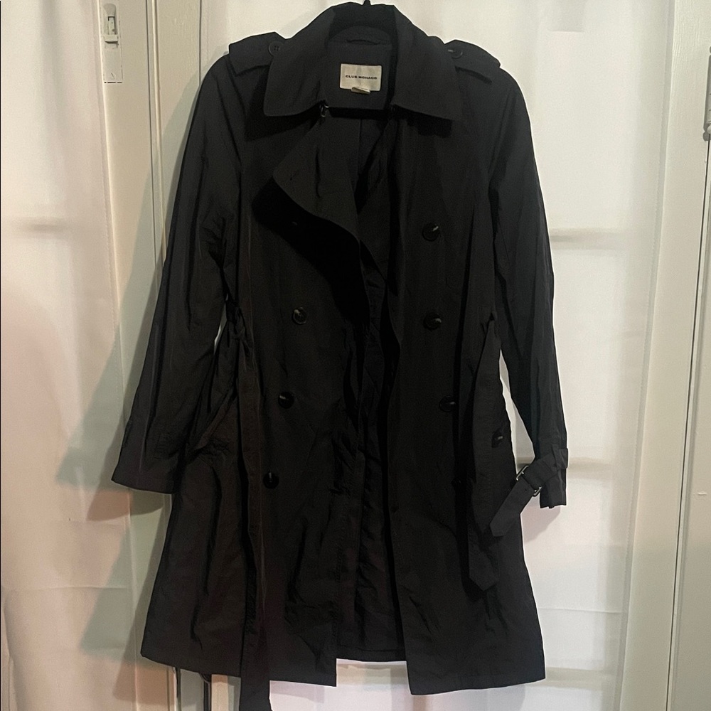 Club Monaco Elegant Black Trench Coat